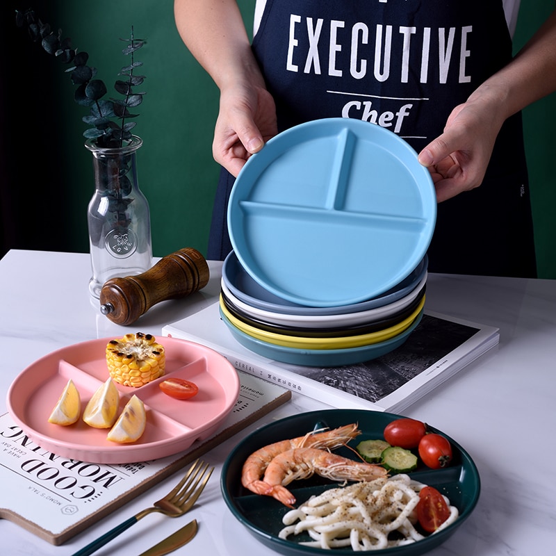Compartiment de vaisselle en céramique assiette à Dessert fruits aliments pour bébé, plateau de service couleurs pures