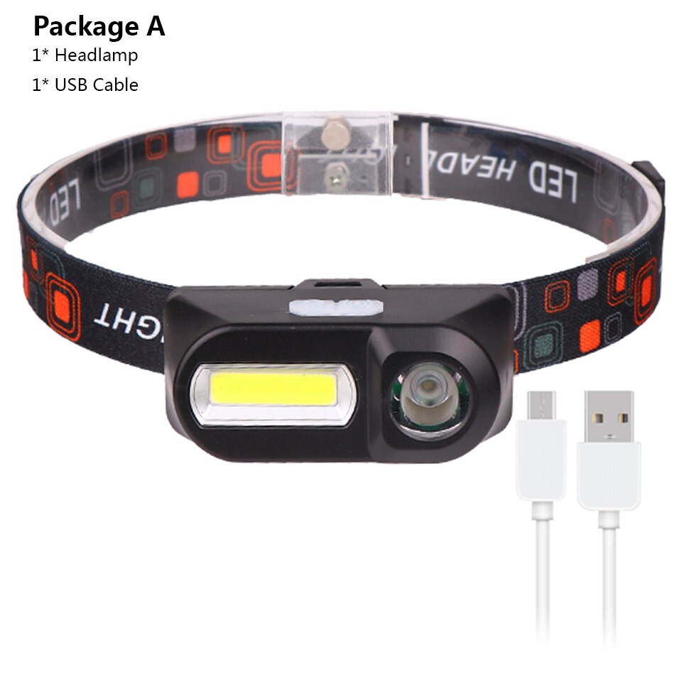 2 ledet kolbe hodelykt bil inspeksjonslys ledet hodelykt hode lommelykt usb oppladbar hodelykt usb magnet arbeidslys hodelykt: 1804 pakke a / Sensorfunksjon
