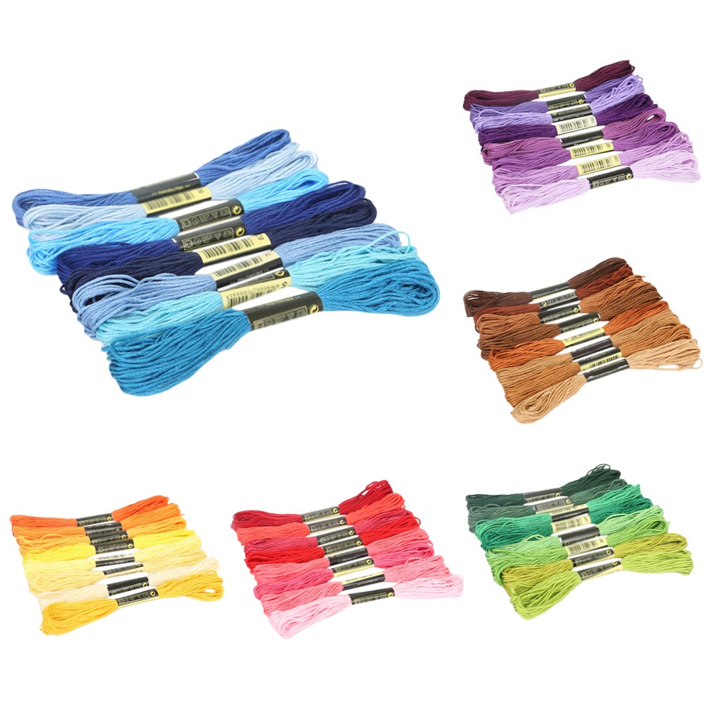 Multicolor Similar DMC DIY Thread Cross Stitch Cotton Sewing Skeins Embroidery Thread Floss Kit Sewing Tools 8Pcs