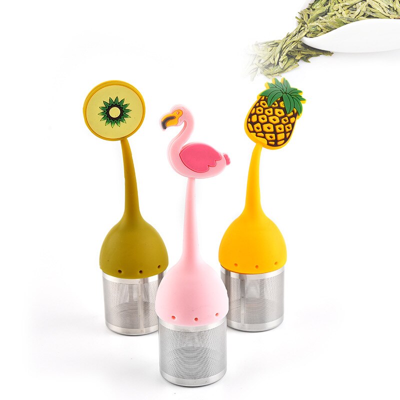 Cute Flamingo Tea Strainer Pineapple Tea Bags Silicone Loose-leaf Herbal Tea Infuser Filter Diffuser Teaware