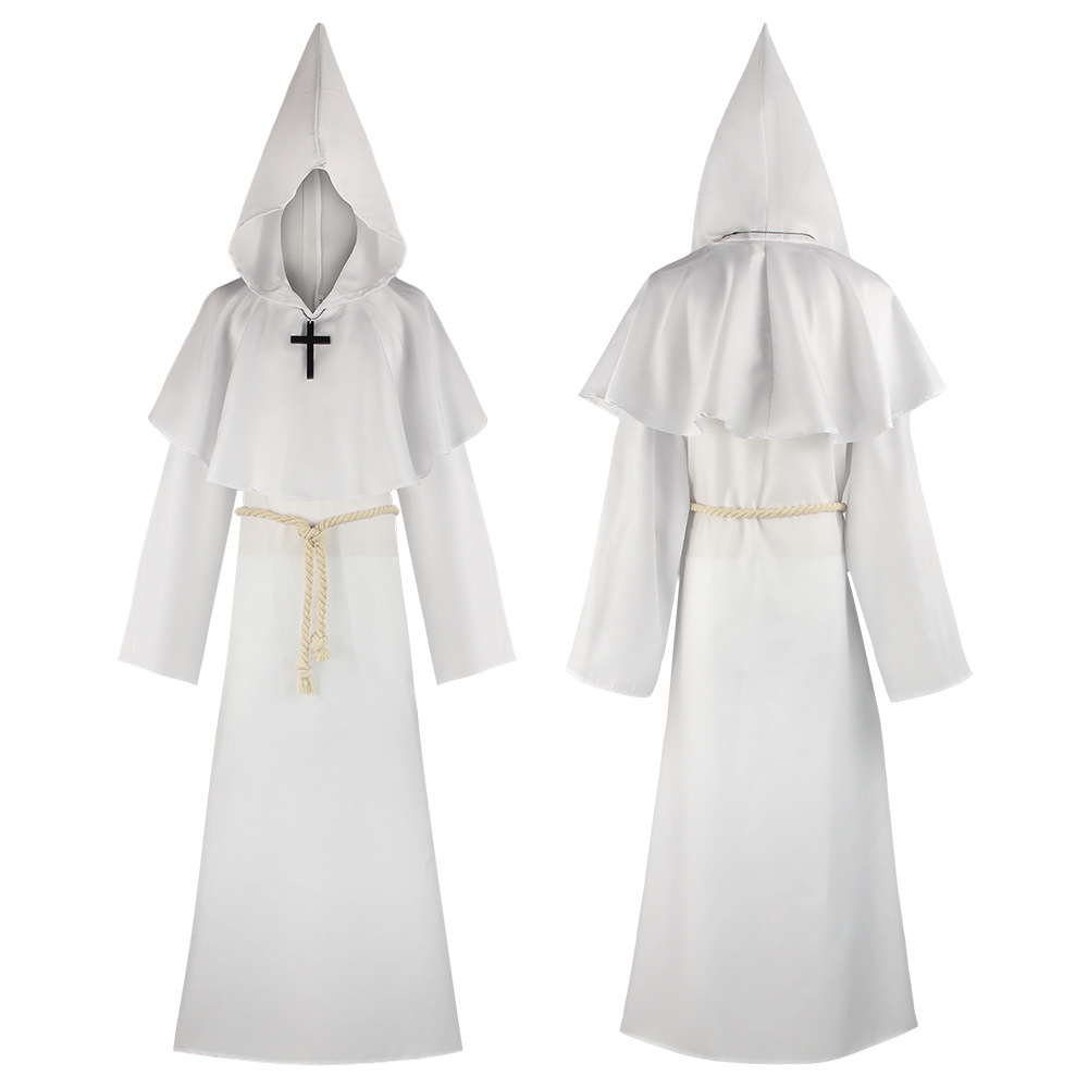 Fantasia de Halloween de Ceifador, Traje de Cinco Fantasmas, Túnica de Frade Medieval, Roupa de Monge, Fantasia de Bruxa e Sacerdote