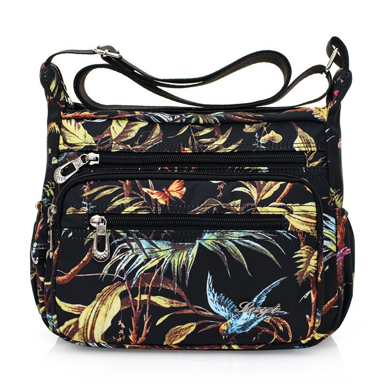 Håndtasker kvinder blomster sommerfugl trykt vandtæt nylon skuldertasker retro crossbody taske bolso sac en hoved femmel: Kokosskov