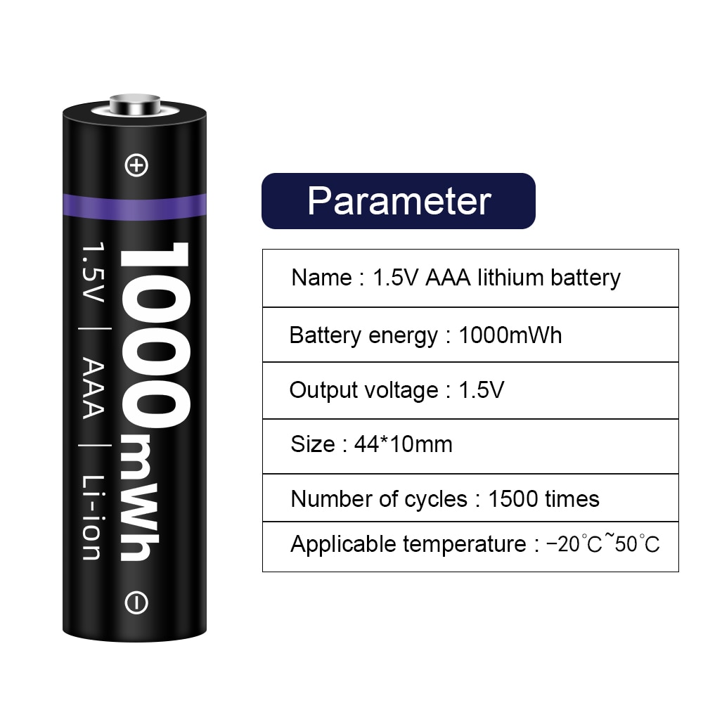 G-Linked 1.5V Aaa Li Ion Batterij 3A 1.5V 1000mWh Lithium Li-Ion Oplaadbare Batterij Bateria Batterijen Voor thermometer