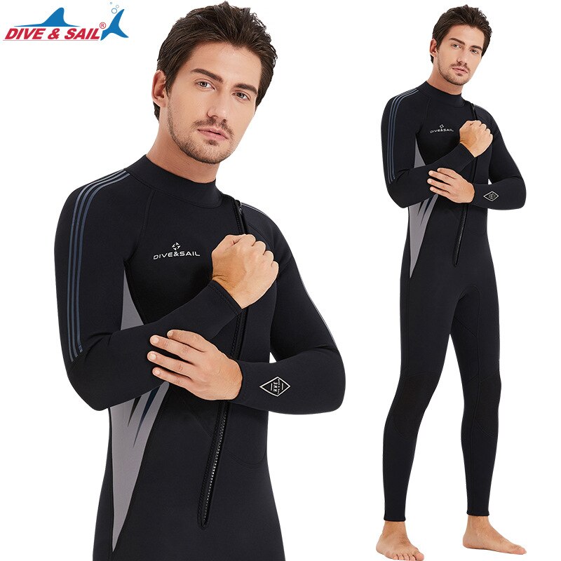 Uomo 3MM Neoprene Full-Body Scuba mute da sub calde cerniera anteriore surf Snorkeling pesca subacquea mute bagnate nuoto