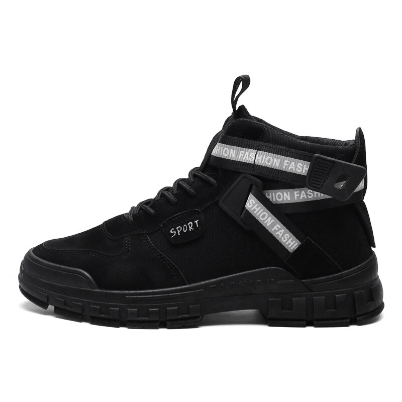 Heren casual schoenen winter herenschoenen zwarte schoenen voor heren houd warm canvas schoenen heren hoge leren casual schoenen 8: Zwart / 10