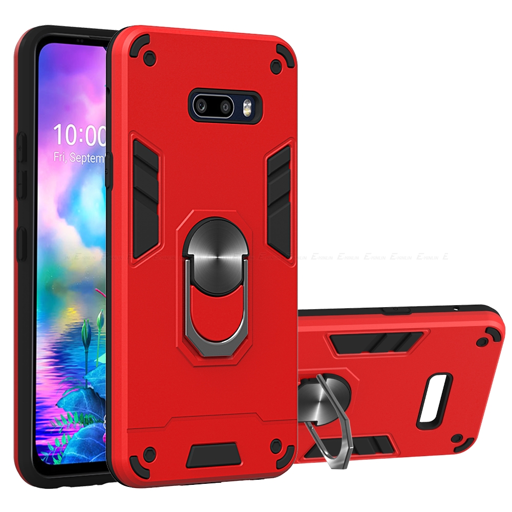 Stoßfest Rügestochen Magnetischer Halfter Stehen Telefon fallen Für LG G8X V60 V50S ThinQ 5G Zurück Abdeckung: Pro LG V60 ThinQ / rot