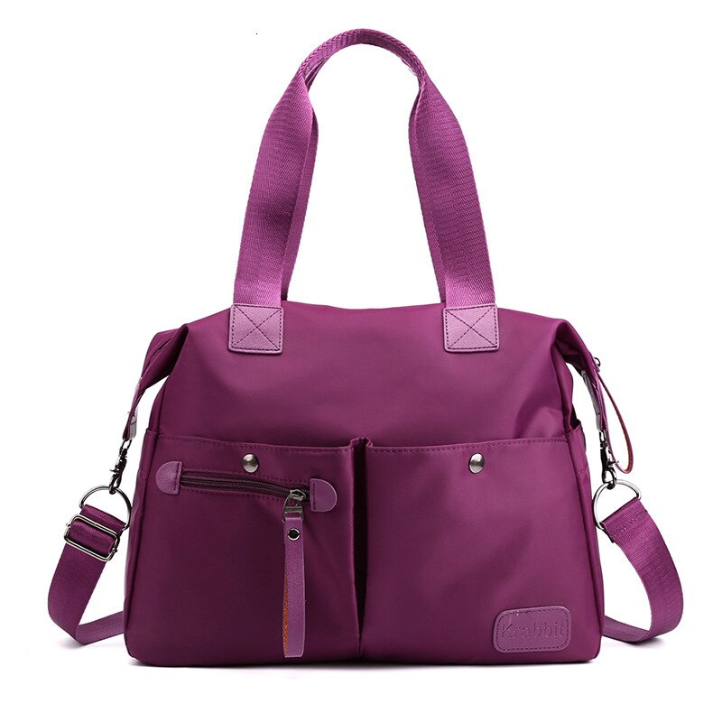 Handtasche Frauen Umhängetasche Wasserdicht Rosa Violet Schwarz Nylon Casual Große Kapazität Schulter Taschen: Violet