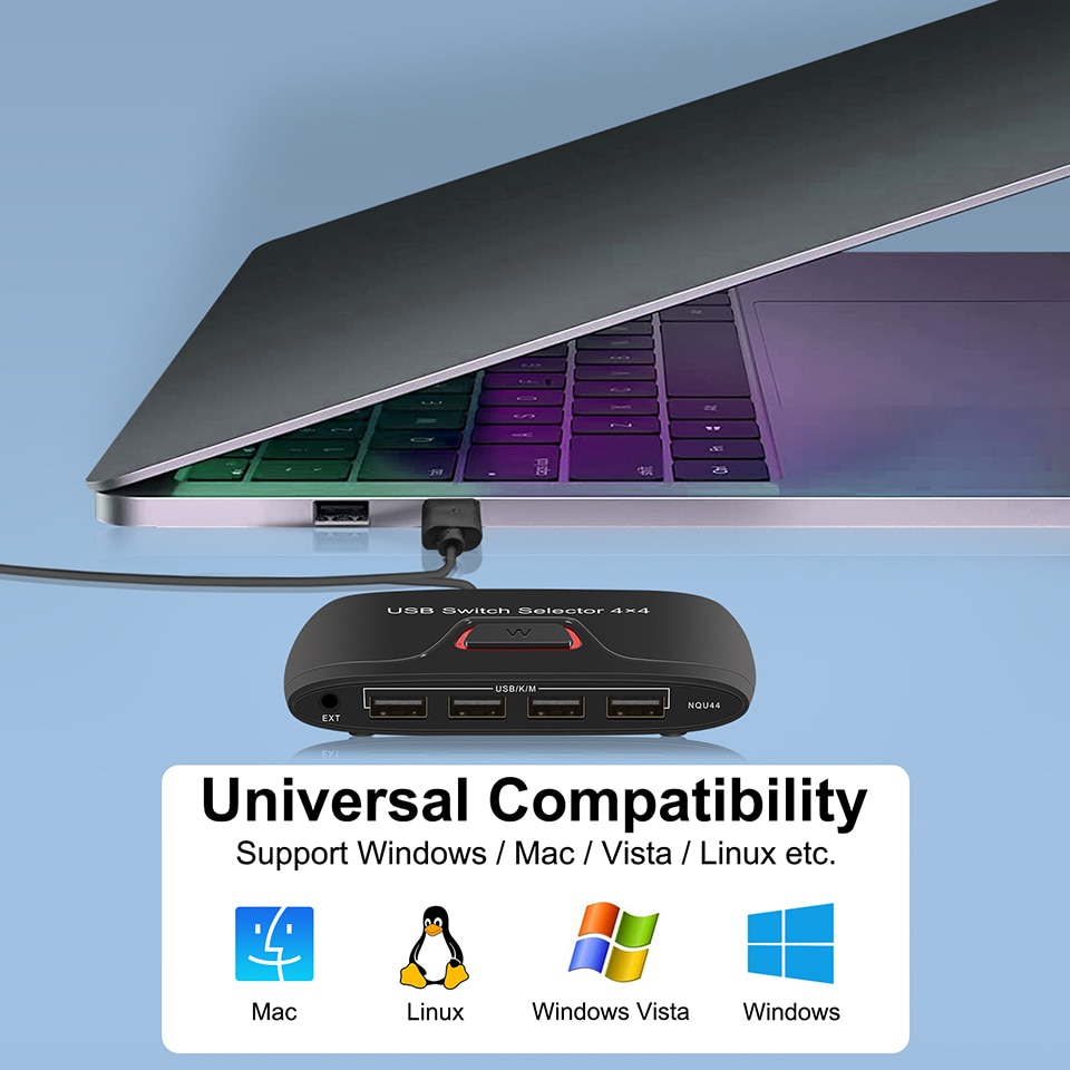 Usb kvm switch usb 2.0 switcher kvm switch för windows 10 pc tangentbord mus skrivare 4 st delar 4 enheter usb switch väljare