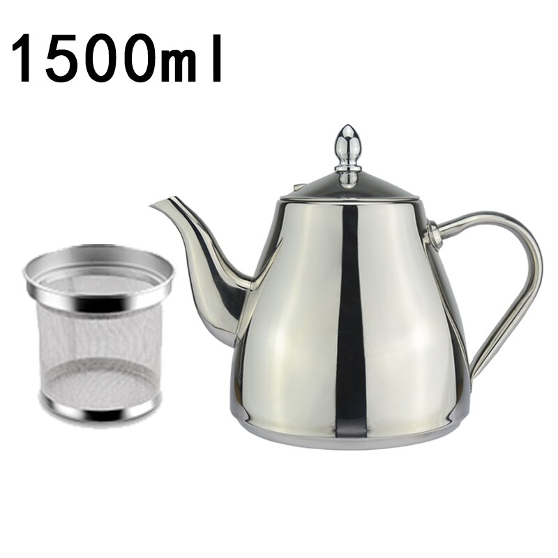 Tetera de acero inoxidable con tetera, juego de té con tetera, tetera de inducción: 1500ml