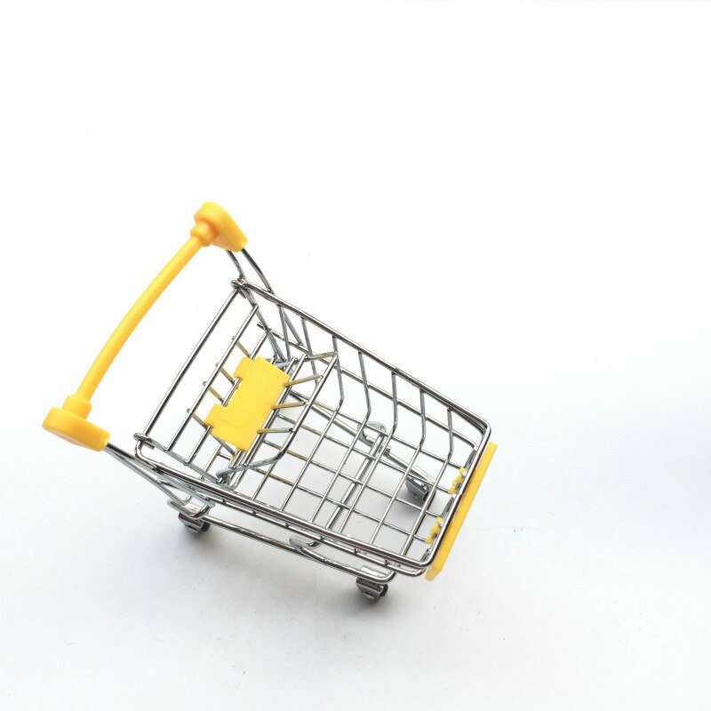 Creatieve Metalen Mini Simulatie Supermarkt Winkelwagentje Ambachten Mini Trolley Toy Supermarkt Auto Kinderen Speelhuis Speelgoed Opslag