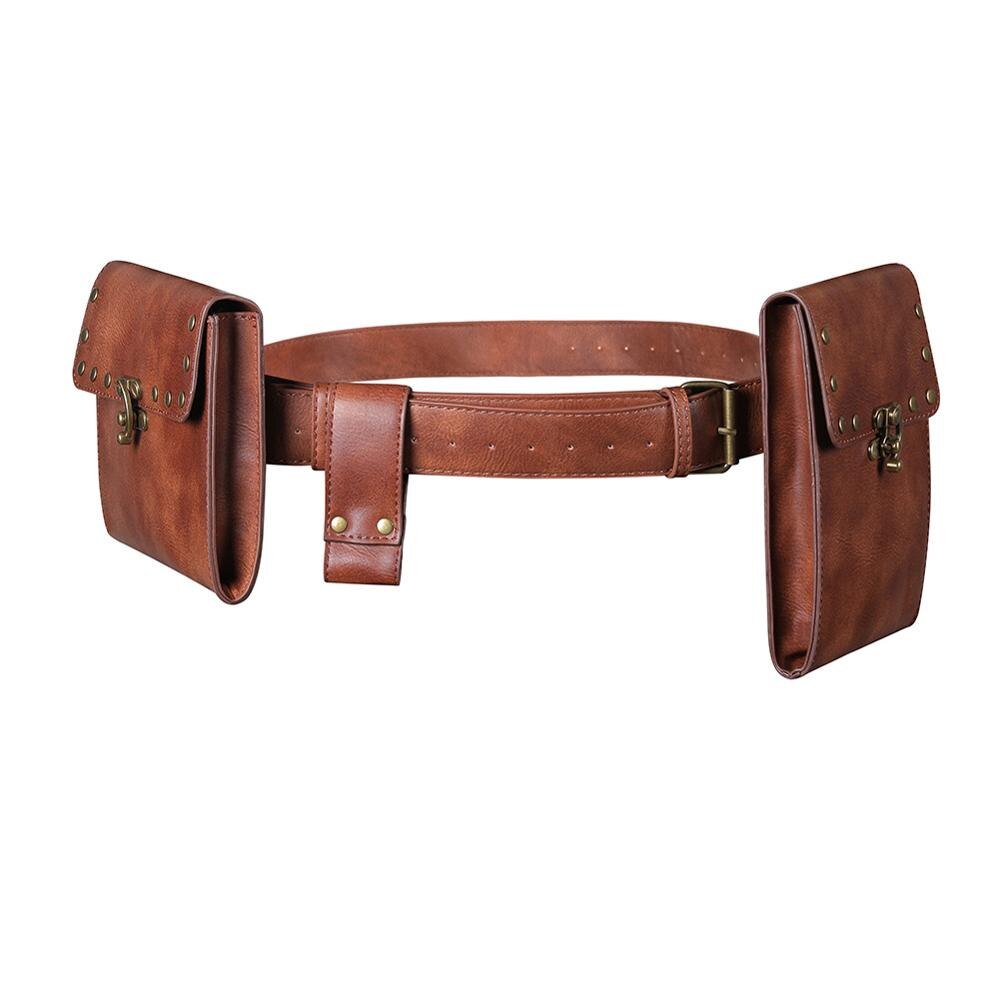 Steampunk Taille Tas Vintage Lederen Volwassen Wandelen Reizen Fanny Pack Belt Loops Hip Bum Bag Portemonnee Portemonnees Telefoon Bag l920