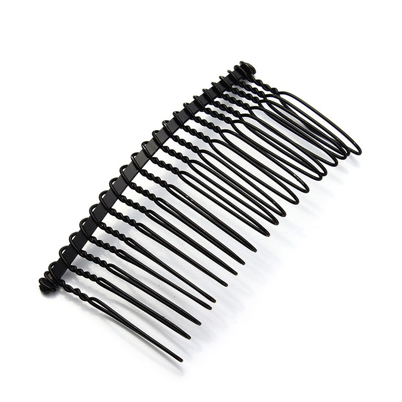 6 stks/partij 10 15 20 30 Tanden Zwart/Goud/Rhodium Kleur Metalen Kammen Bruiloft Bruid Clips Hoofddeksel haar Sticks Accessoires F1573: BLACK 20