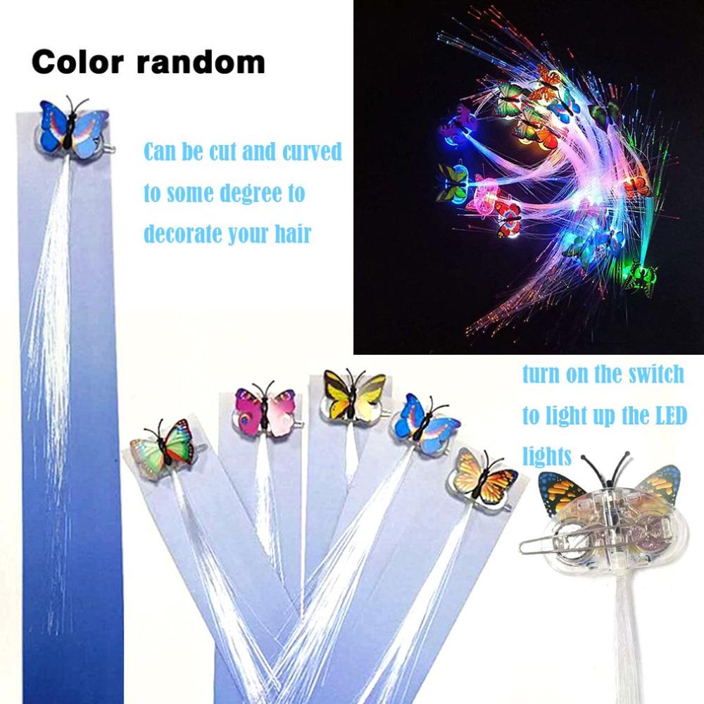 Neue Bunte Schmetterling Licht Fiber Optik Haar Zöpfe LED Perücken glühend Haarnadel Blitz-LED Haar flechten Clip Dekoration: zufällig schmetterling