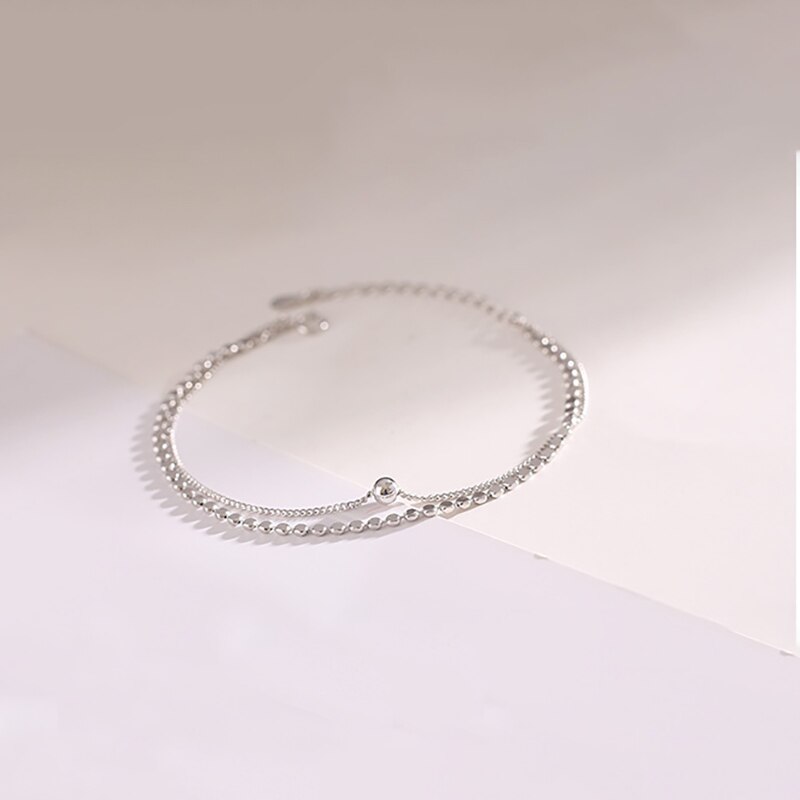 S925 stempel zilveren kleur dubbele laag kralen ketting armband delicate kleine kralen armband voor vrouwen sieraden s -b350