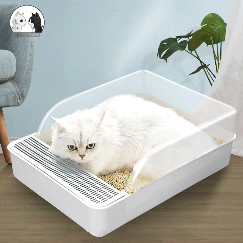 Semi-closed Cat Litter Box Pet Cat Clean Basin Toilet Cat Dog Anti-Splash Toilet with Cat Litter Shovel Cat Indoor Home Sandbox