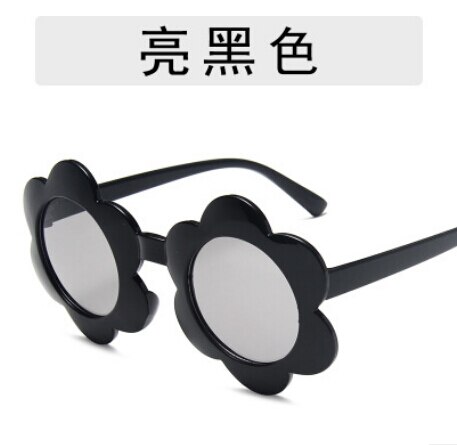 Gafas de sol antiuv para niños, lentes de sol infantiles con forma de girasol para exteriores y playa: Negro
