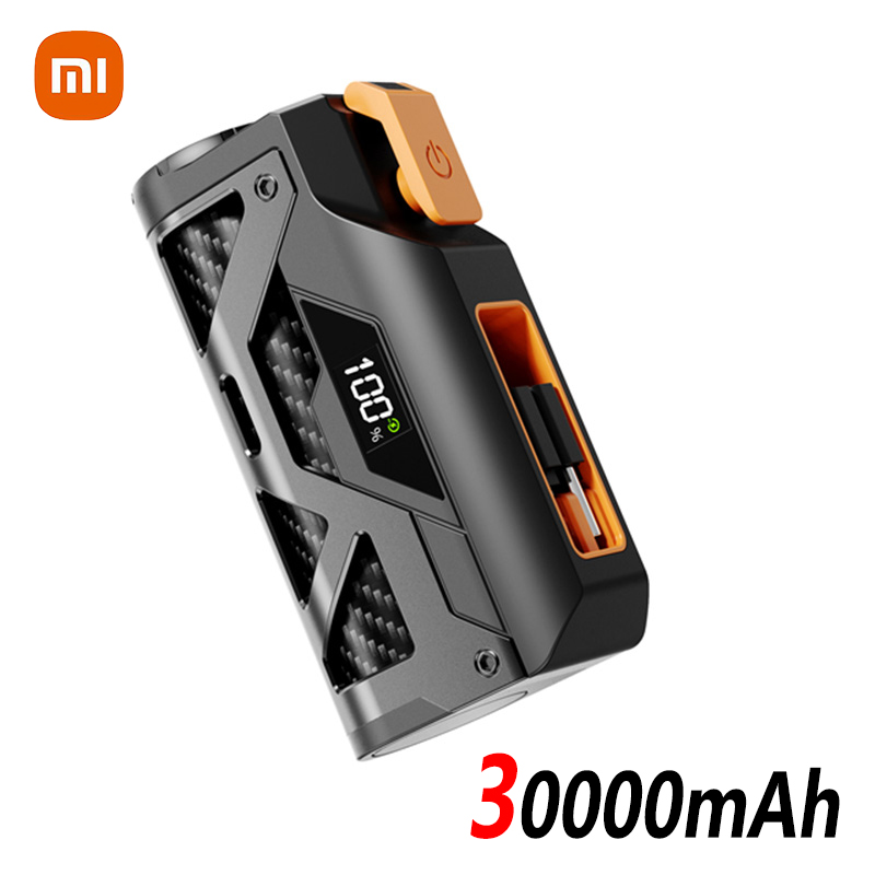 Xiaomi Mini 50000mAh Capsule Power Bank Grote capaciteit Externe batterij Ingebouwde kabel Snelle oplader voor Type-c iPhone Huawei: Donker rood