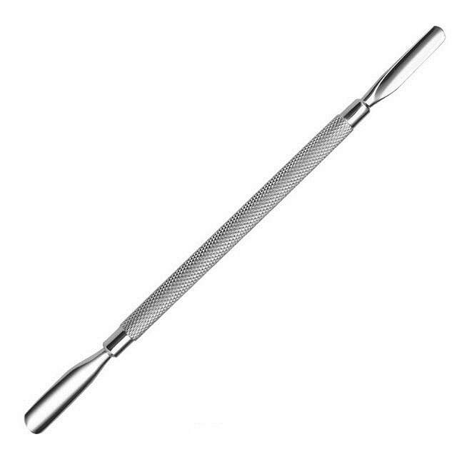 Varilla para pulir cutículas de uñas, removedor de esmalte de acero inoxidable de Gel UV, varilla de doble punta triangular para manicura y pedicura, 1 ud.