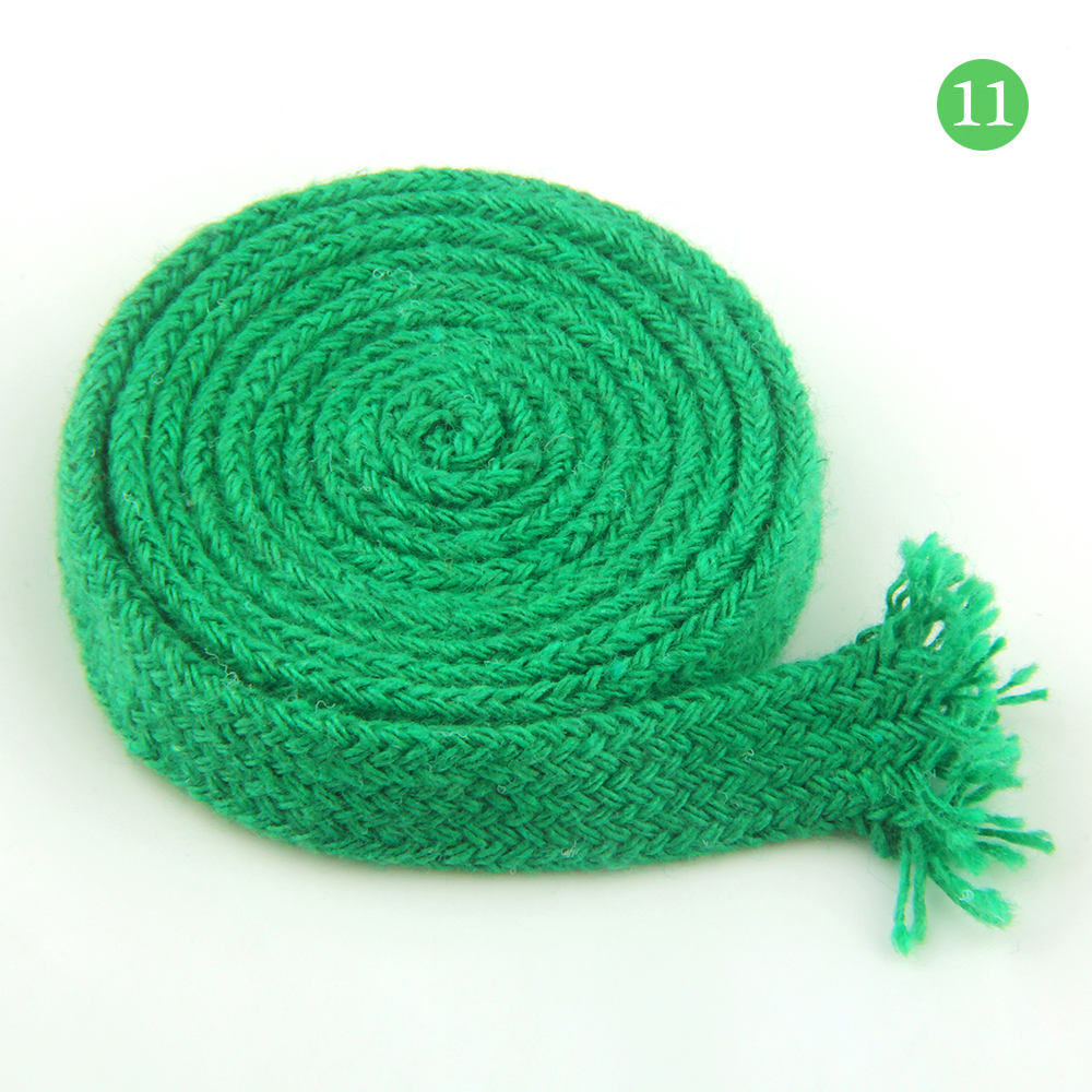Cuerda de algodón de 10mm, cordón trenzado plano, tejido Multicolor para bolso, artesanía hecha a mano, costura textil para el hogar, 5 yardas: Verde