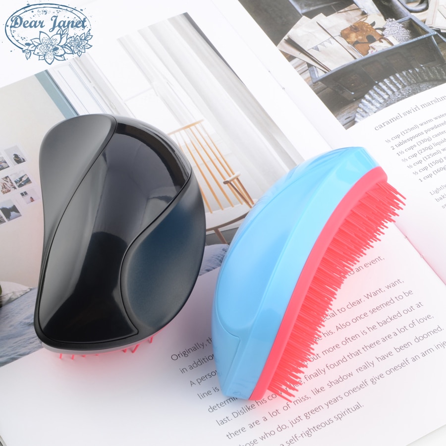 Mango forme démêlant brosse à cheveux doux dents démêlant peigne à cheveux magique salon de coiffure outils de coiffure rose bleu noir avec boîte