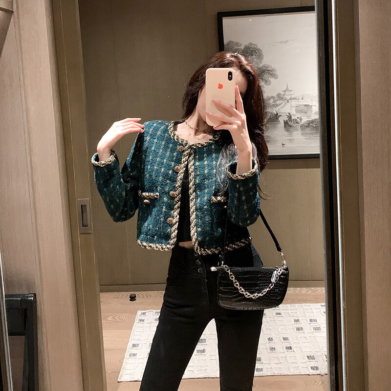 Veste Chanel Veste En Tweed Femme Style Rétro Chic Coréen Veste