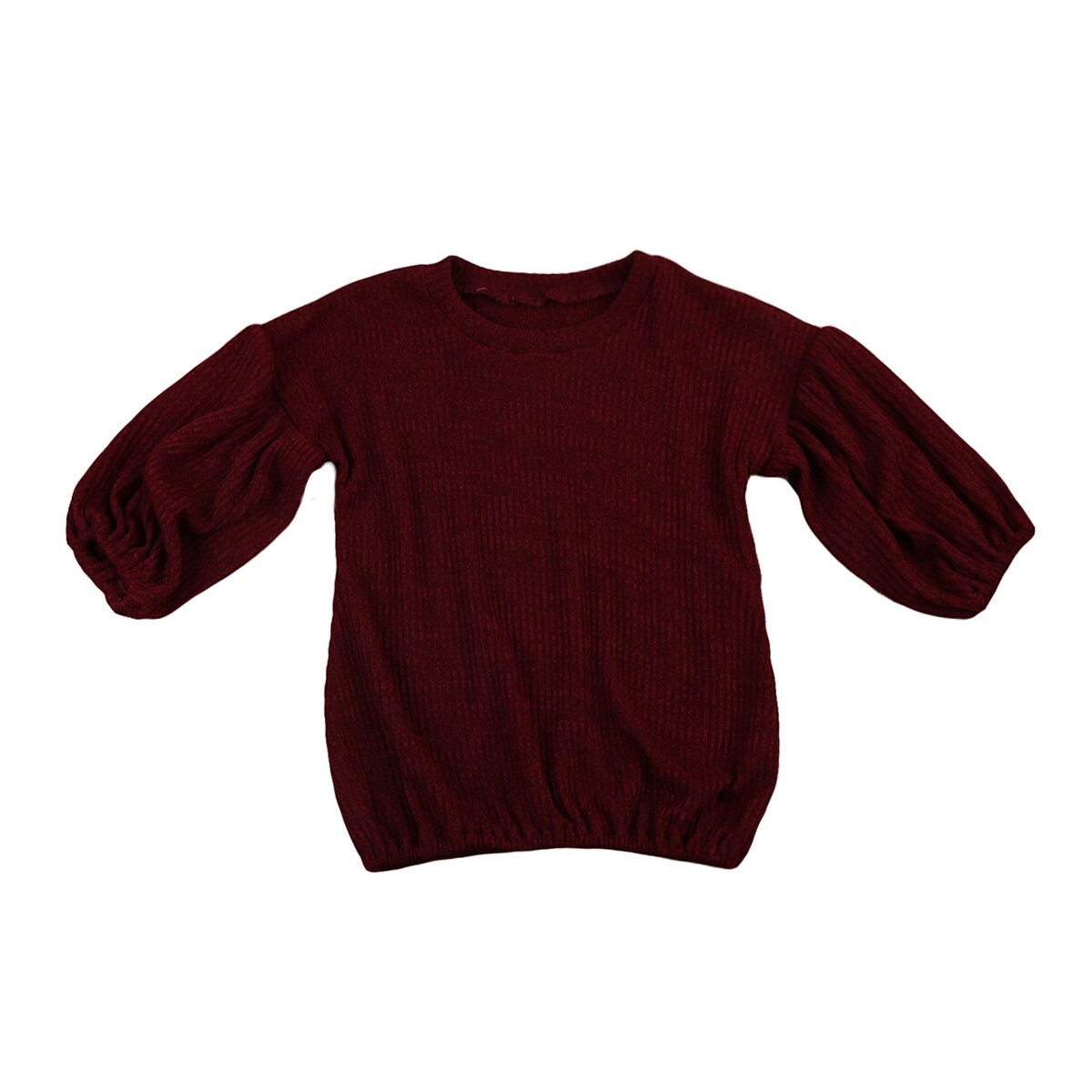 Höst vinter kid barn flicka vinröda tröjor flare ärm varma toppar tee pullover blus