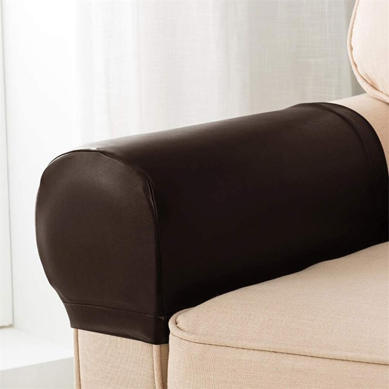 2 stk pu lædersofa armlæn dækker vandtæt ensfarvet lænestolbeskytter aftagelig stræk lænestol betræk hjemmeindretning