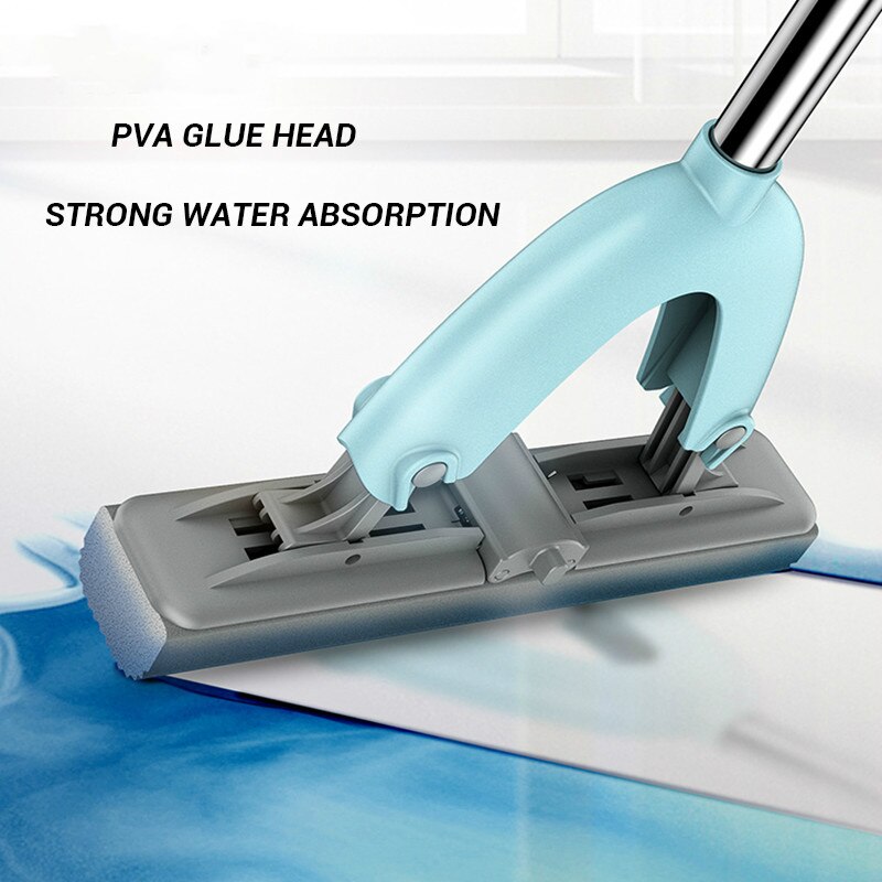 Balai serpillière à aspiration d'eau, éponge de nettoyage vertical, lavage à la main, humide et sec, double usage, serpillière domestique pliable avec seau