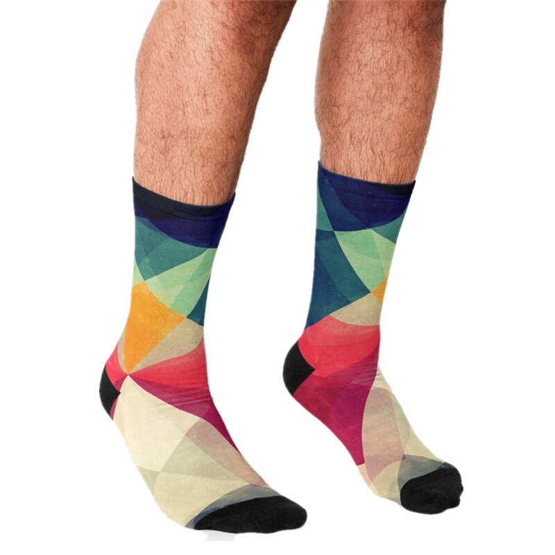 Grappige Mannen Sokken Maan Glow Night Strand Gedrukt Hip Hop Mannen Gelukkig Sokken Leuke Jongens Street Style Crazy sokken Voor Mannen: W89