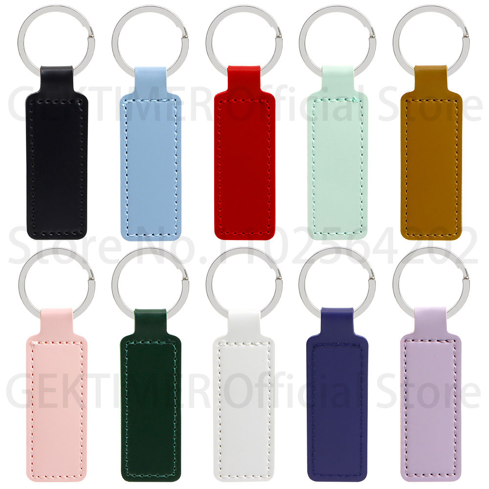 10 Stuks Heldere PU Lederen Sleutelhanger dubbelzijdig Customiz Auto Draad Metalen Hanger PU Sleutelhanger Eenvoudige Sleutelhangers Keyholde: Sneeuw Camouflage