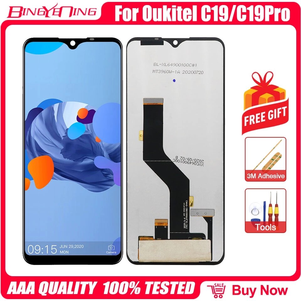Oukitel – ensemble écran et châssis 100% d'origine, module d'affichage de réparation de remplacement pour C12 Pro/C15 Pro/C17 Pro/C18 Pro/C19 Pro/C21: C19 Pro Screen