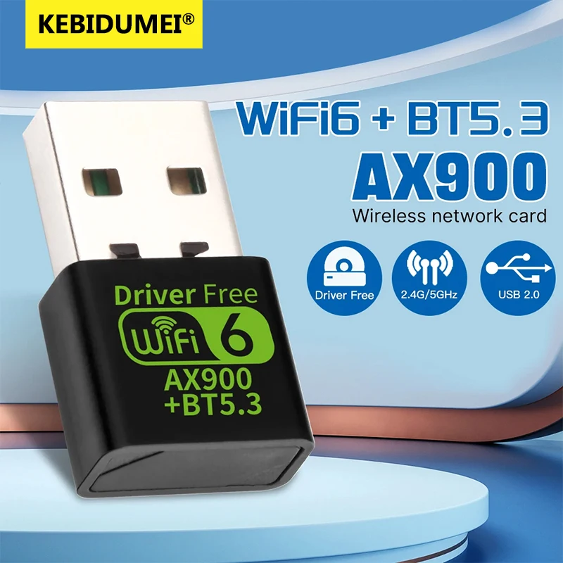 Adattatore USB WiFI 6 da 900 Mbps Scheda di rete wireless Bluetooth 5.3 Driver dual band Dongle USB gratuito per Win 10 11 Accessori per PC