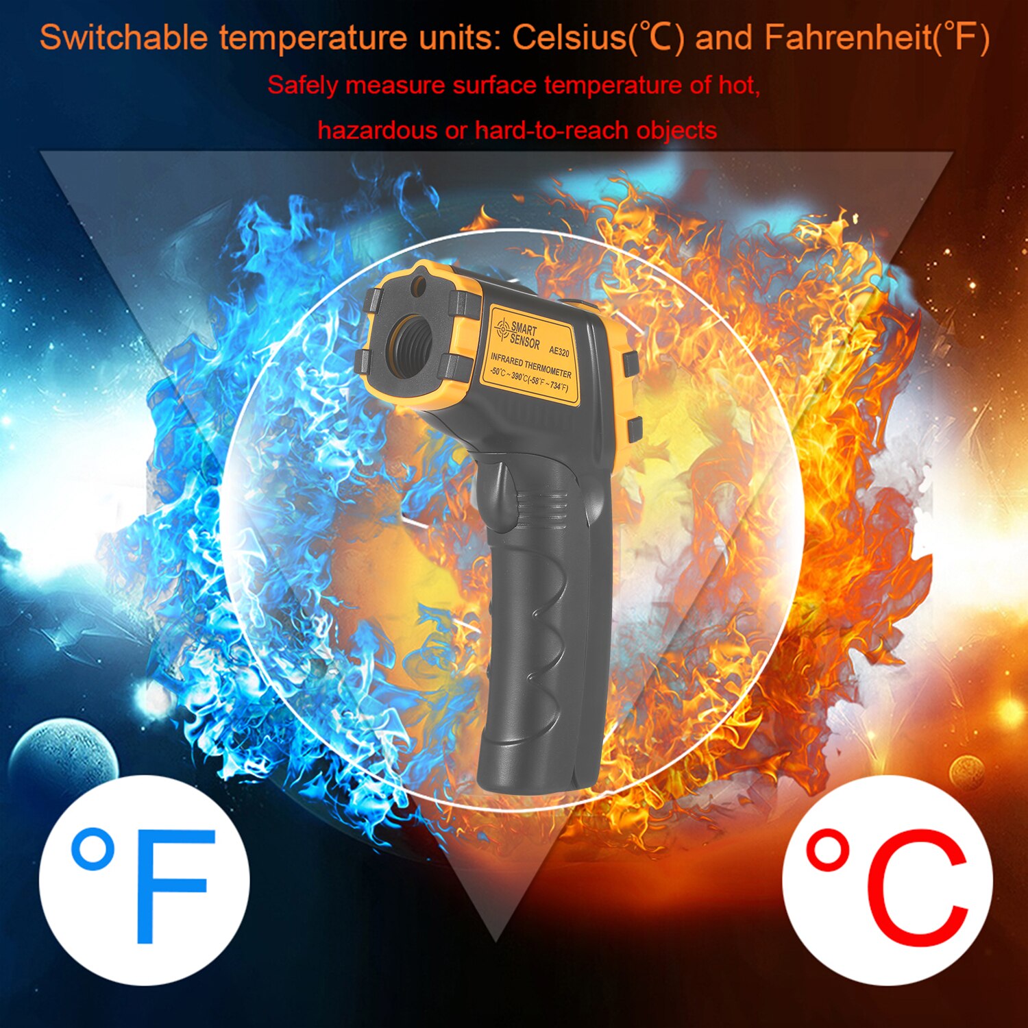 SMART SENSOR Thermometer Digital Non-contact IR Infrared Thermometer Temperature Tester Pyrometer Industrial Thermometer