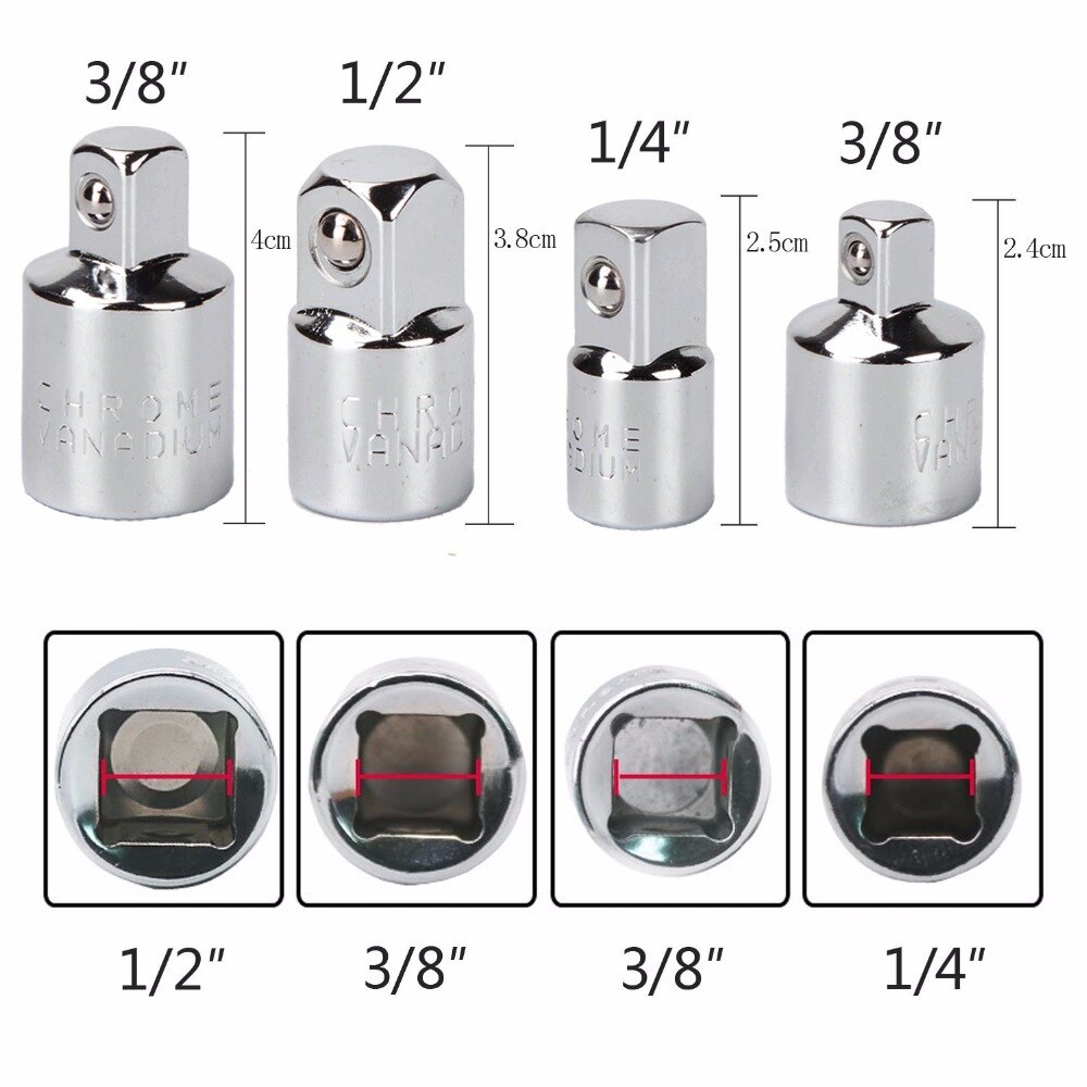 Power Hand Tools Sockets Adapter sets,3Pcs Power Extension Bit Set for Drill 1/4"3/8"1/2"+ Socket Adapter Set