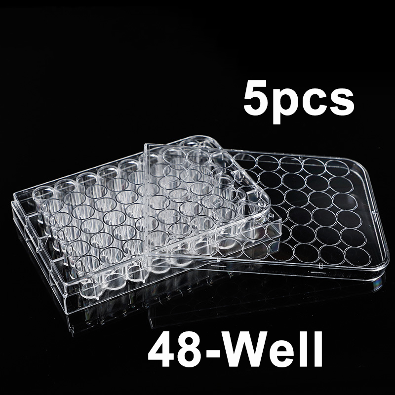 Plastic Petrischaaltje 6 12 24 48 96 Put Polystyreen Petrischalen Cultuur 48-Gaten Voor Laboratorium Biologische Laboratoriumbenodigdheden, 5 Stuks: GRIJS