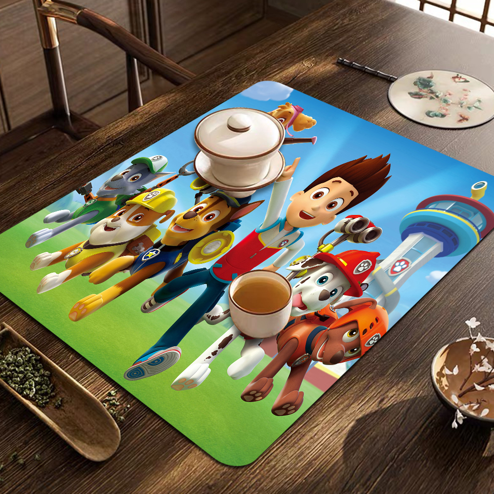 Leuke P-Poten Cartoon P-Patrols Keuken Drainage Mat Retro Stijl Schotel Droog Pads Absorberende Placemats Afdruiprek Servies matten