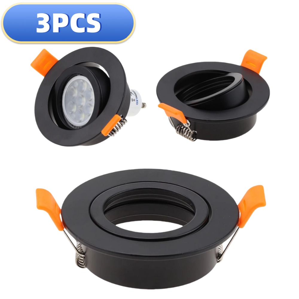 3/6/ 9 sorte runde indbyggede downlight-holdere 82mm udskæringer 62mm justerbare rammehuse runde til  gu10 mr16 e27 pærer i aluminium