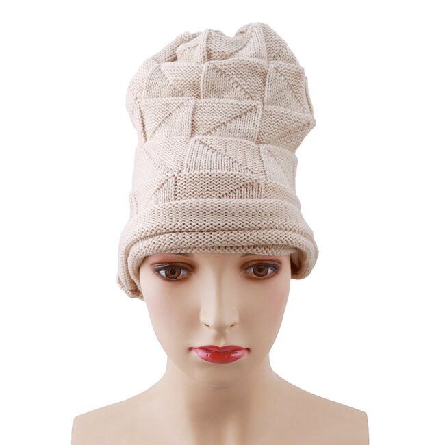 Efterår vinter cykelhuer hat unisex strikket skullies afslappet kasket ensfarvet unisex feminin gorro touca kasket: Kamel