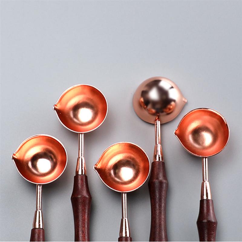 3PCS Sealing Wax Spoon Antique Metal Spoon Paint Spoon Stainless Steel and Wooden Handle Spoon for Seal
