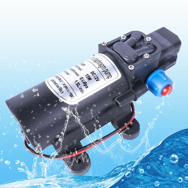 Mini DC 12V 15W 130PSI 5L / Min Water High Pressure Diaphragm Pump Self-Priming Pump Automatic Switch For Garden Wagon