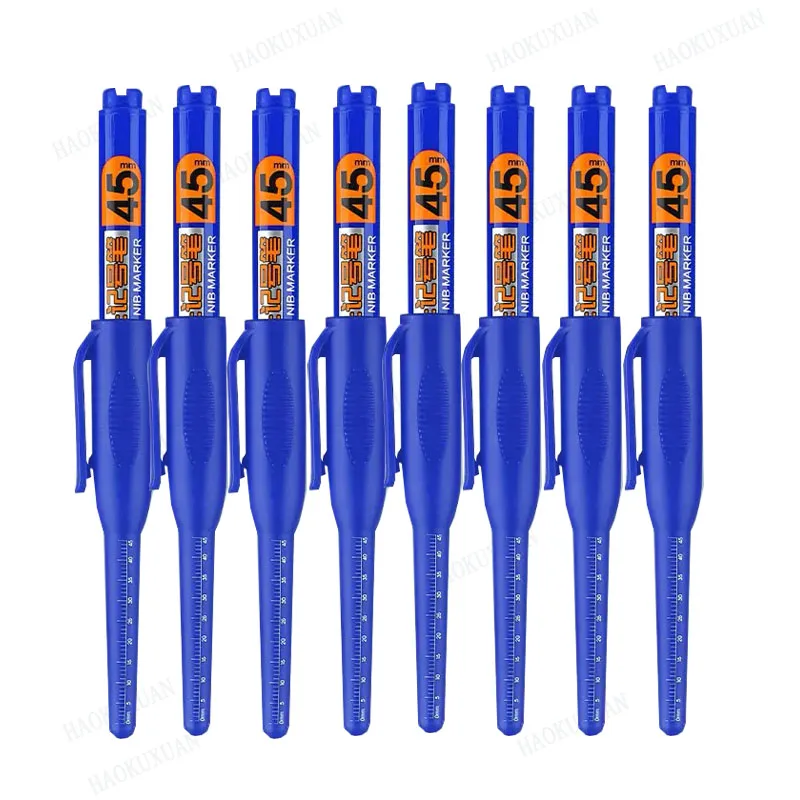 8PCS 45mm Spitze Wasserdicht Lange Kopf Marker Stift Quick-Dry Tinte Holzbearbeitung Schwarz Rot Blau Lange kopf Spitze Tiefe Loch Fliesen Schreiner: YELLOW