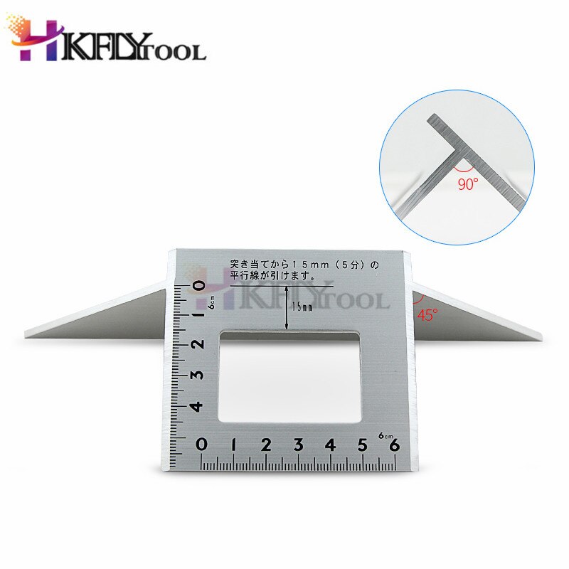 Japanse Aluminium 45 Graden 90 Graden Houtbewerking Multifunctionele Vierkante Gauge Hoek Gradenboog Over De Heerser: Aluminum -Silver