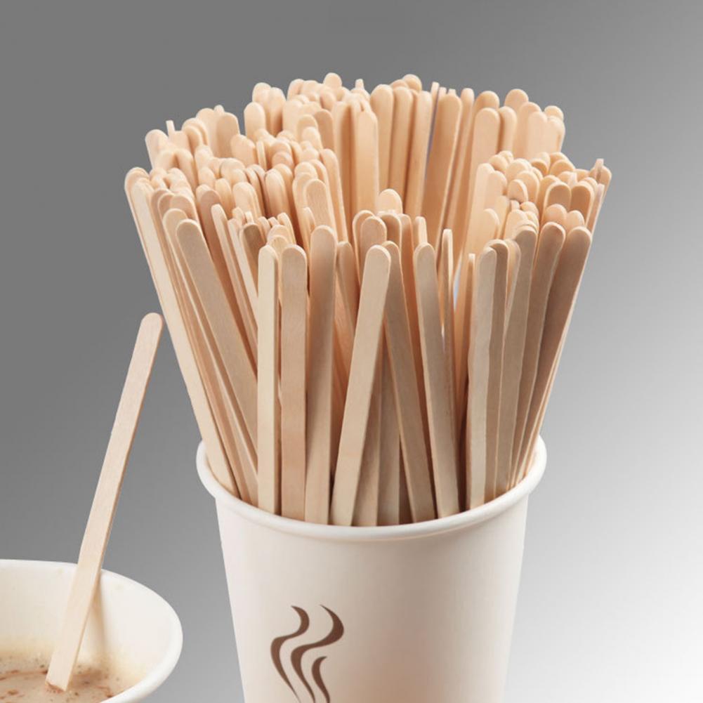 80% HOT100Pcs Roer Stok Glad Wegwerp Hout Te Gebruiken Duurzaam Koffieopruier Voor Thuis