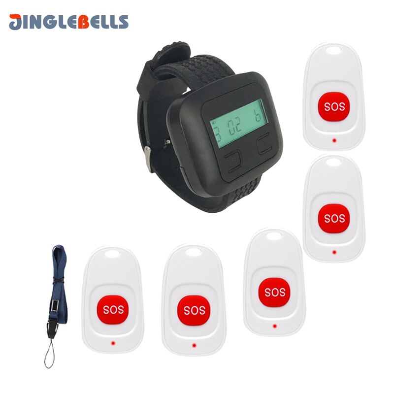 Wireless Paging System Wrist Watch Receiver Black And Emergency SOS Call Button White For Hospital Clinic Nurse House: 5