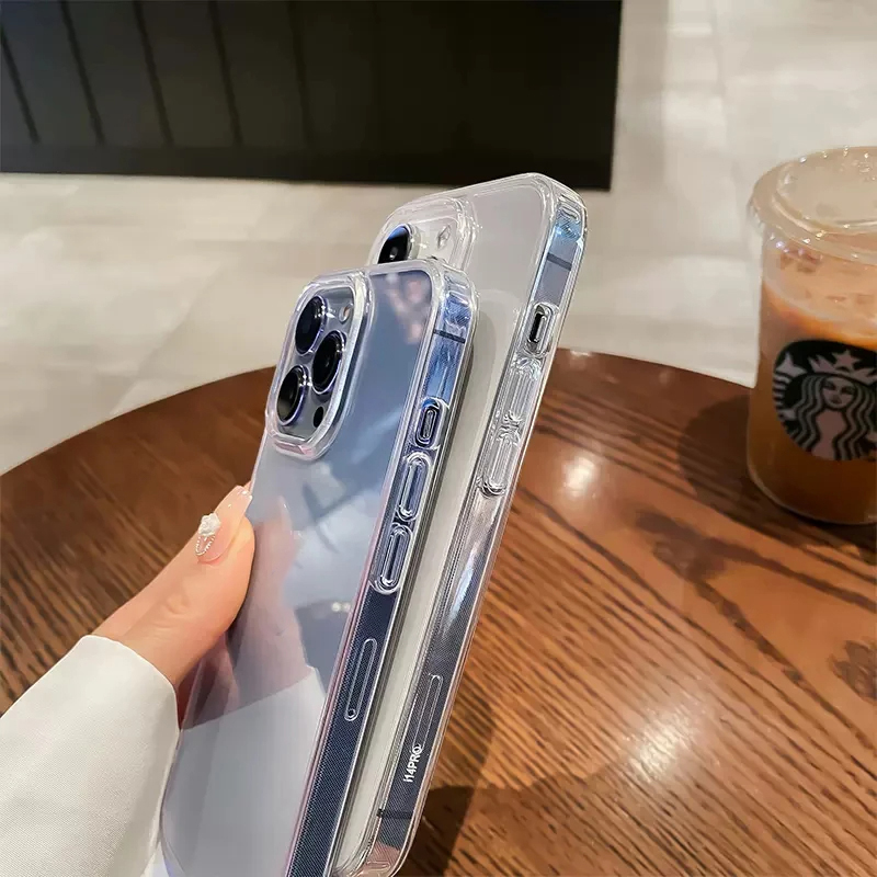 Luxuriöse transparente weiche Acryl-Handyhüllen für iPhone 16, 15, 14, 13, 12, 11, Profi Max Plus, stoßfeste, klare Stoßstangenabdeckung, Zubehör