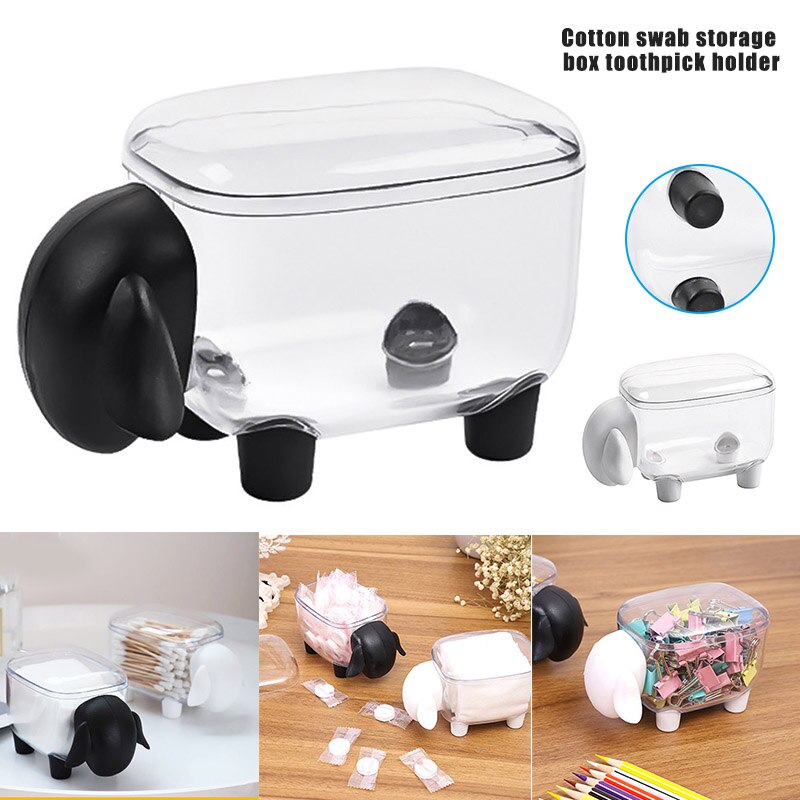 Baumwolle Tupfer Box Mini Kunststoff Zahnstocher Speicher Niedlich Tier Form Staub-Proof Haushalts Desktop-Organizer NSV775