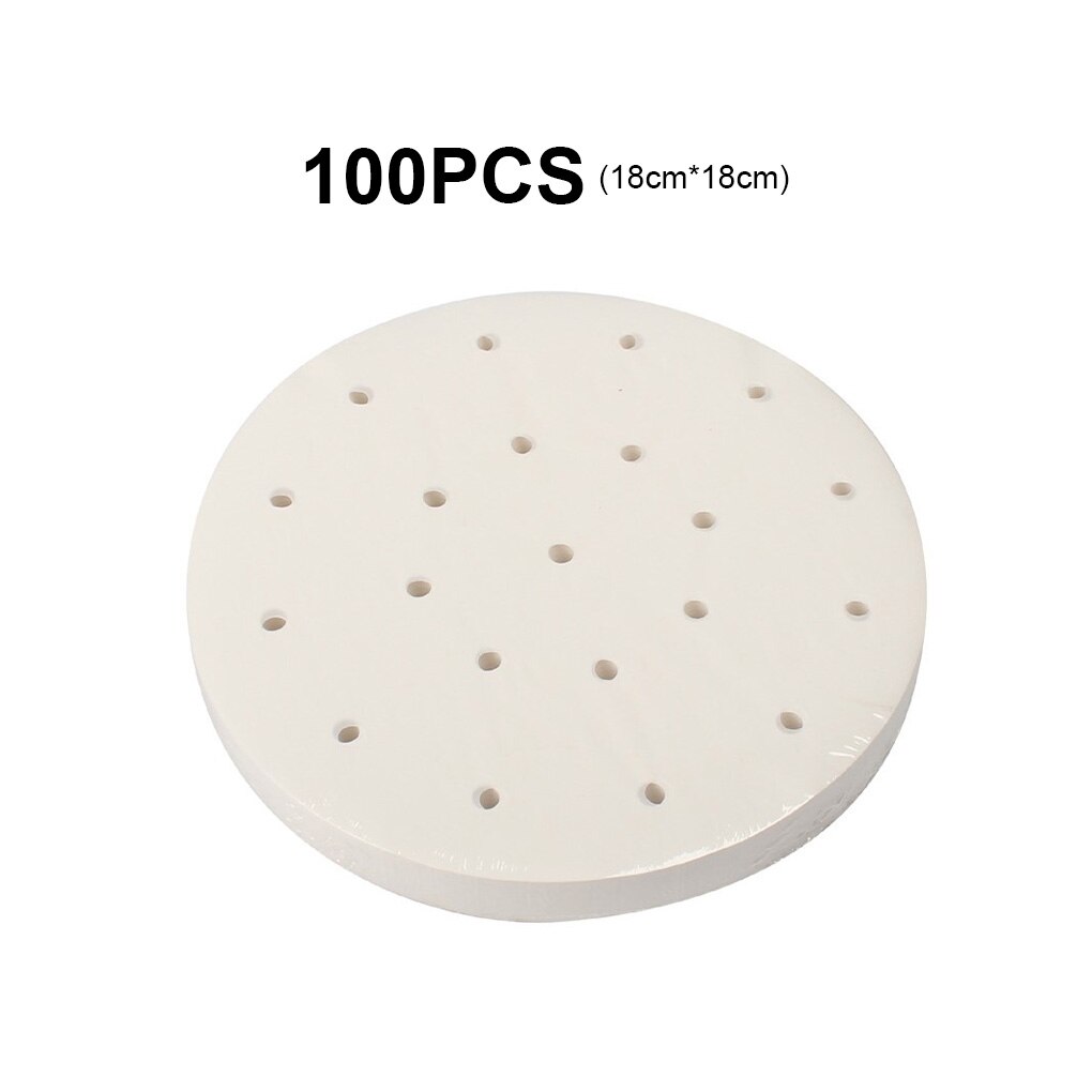 100pcs Air Fryer Liners Round Air Fryer Paper 15-25CM Disposable ​Baking Sheets Perforated Parchment Papers Steamer Mat: B 18CM