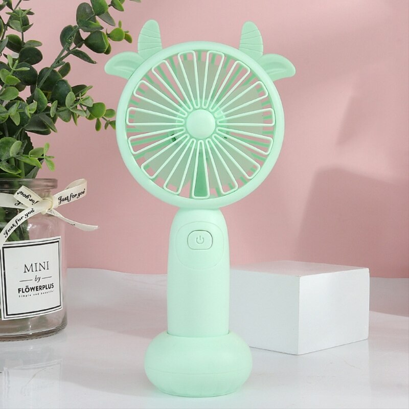 Cute Round Shape Portable Fan Small Antlers Horn Decorative Handheld Air Cooler L69D