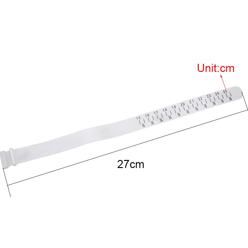 Brazalete de plástico con medidor de calibre ajustable, pulsera de medida de tamaño para bricolaje, herramientas de fabricación de joyas, longitud de 15-25cm, 1 Uds.