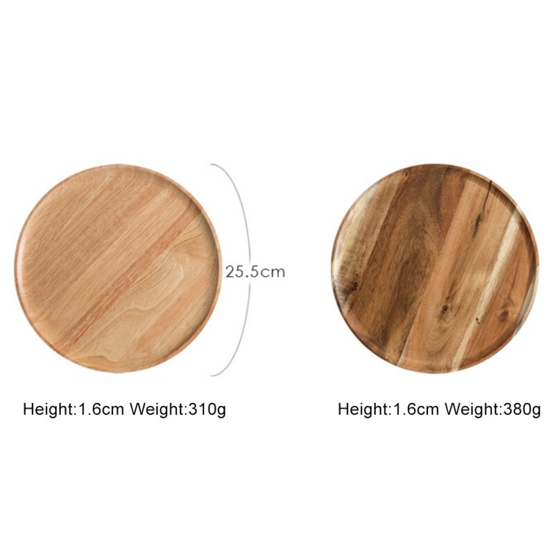 Japanese-style Solid Wood Plate Eco-friendly Tray Round Plate Acacia Wood Large For Family Kitchen Tool